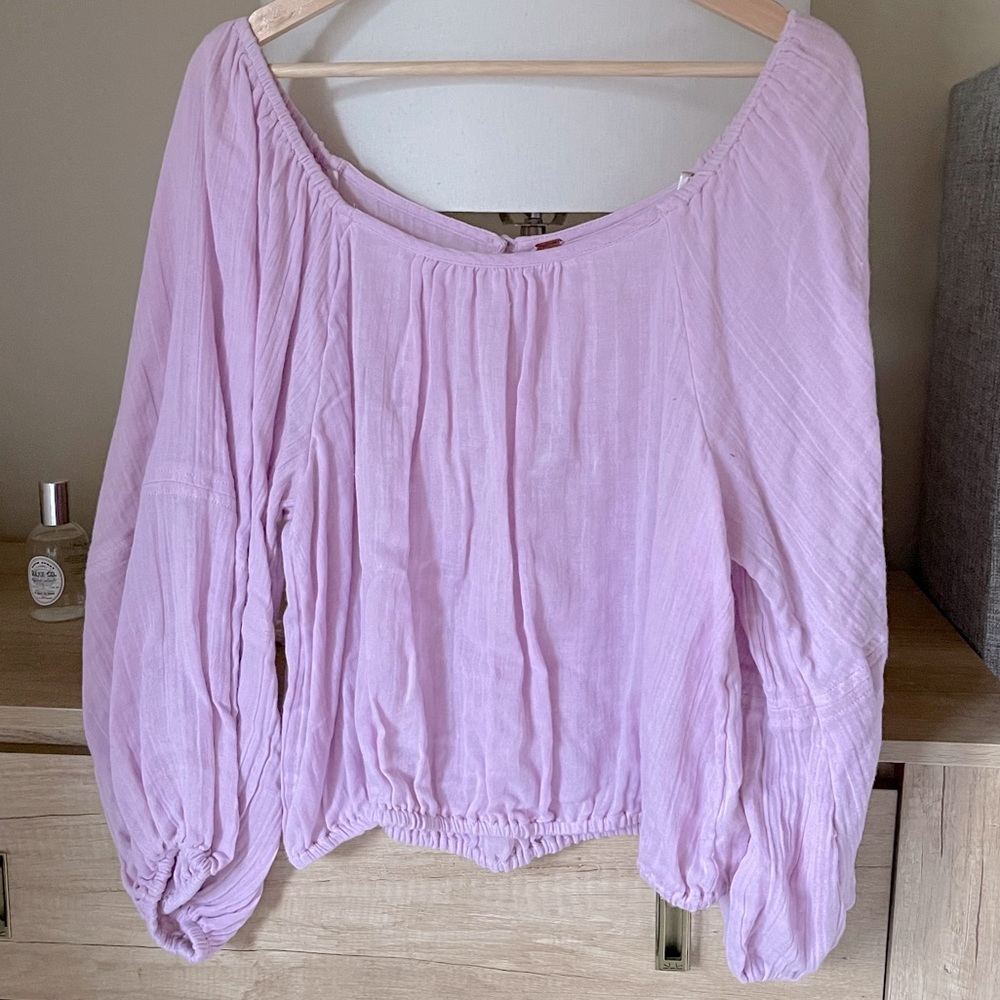 Free people lavender peasant cotton top M